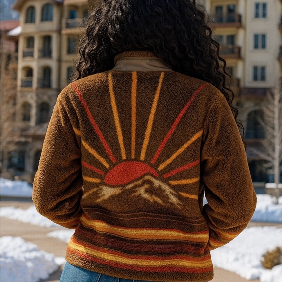 Faherty Scenic Western Sunrise High Pile Fleece NWT RARE - Picture 8 of 9